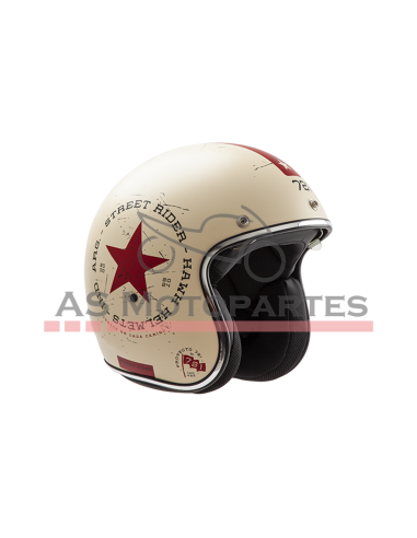 Casco 721 Street Rider Vanilla/rojo Mate ( S ) Hawk