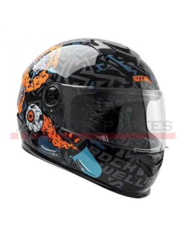 Casco Integral Rockwell ( L ) 929 Zombie Gris Naranja Fluo Brillo