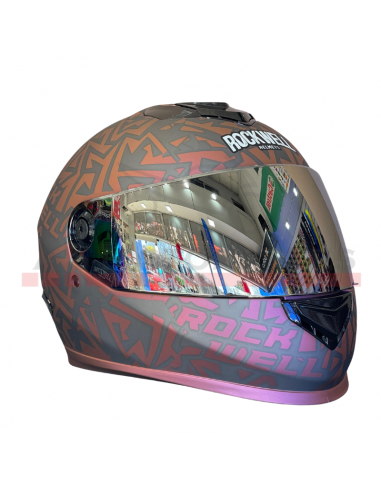 Casco Integral Rockwell (l) 2 Visores 929 Cobre Met/plata