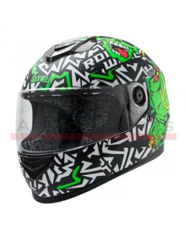 Casco Integral Rockwell ( L ) 929 Zombie Blanco Verde Fluo