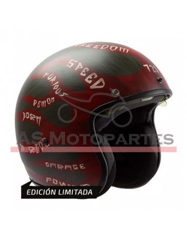 Casco 721 Abierto Flama Verde Y Bordo Satin. ( L ) Hawk