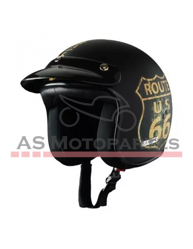 Casco Vintage Negro Mate/ruta 66 ( L ) Vertigo